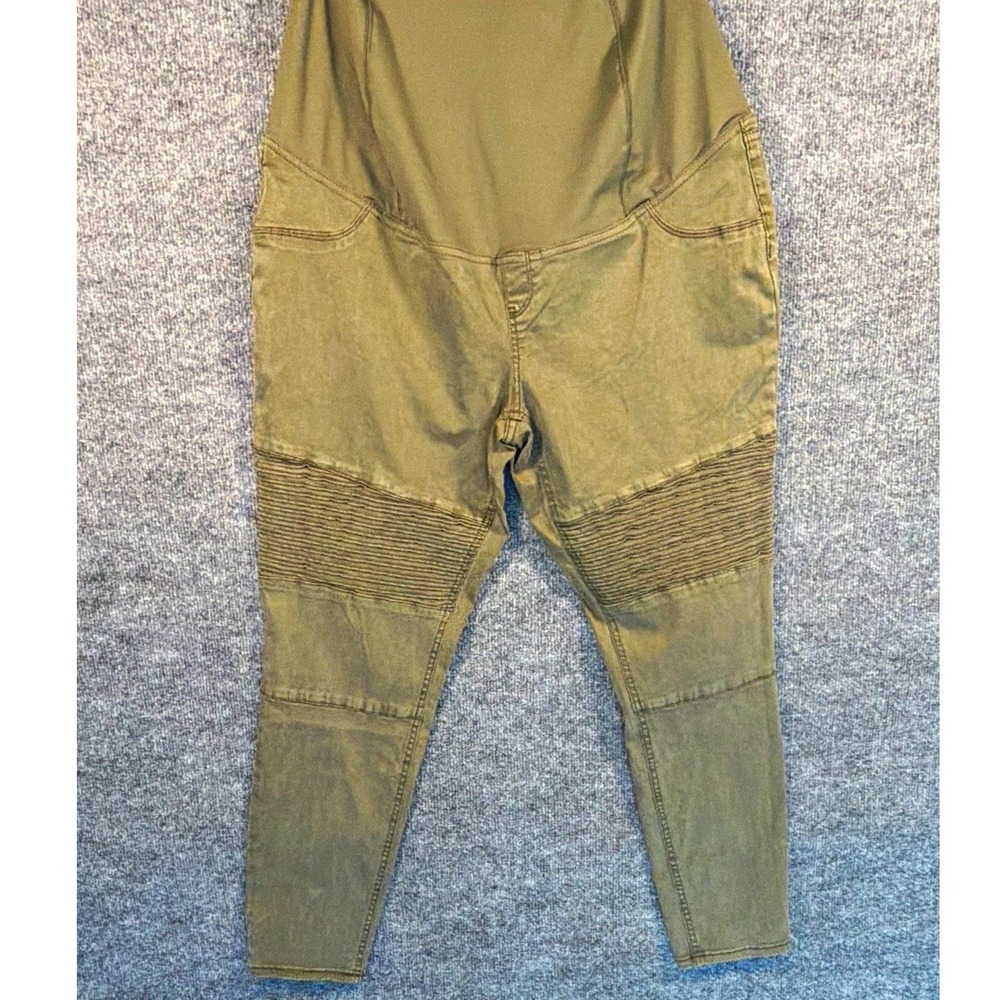 Maternity Size 12 Moto Pants, Isabel Maternity, Olive, Ribbed Straight